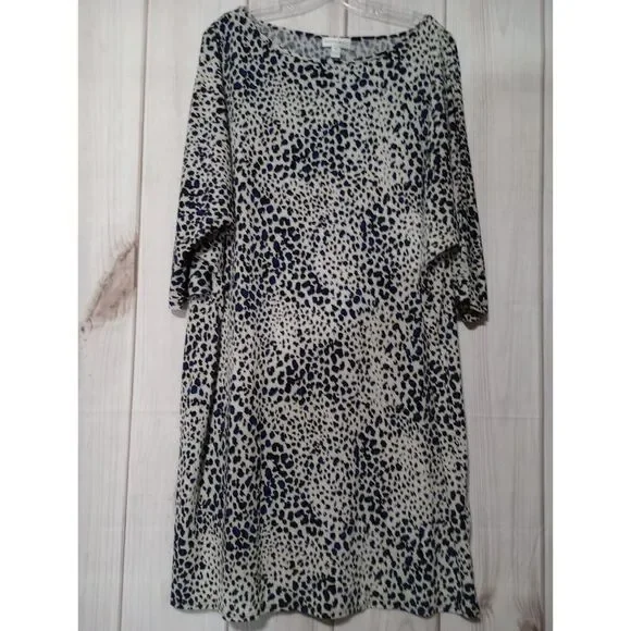 Fashion Bug Dress Ladies 1x Animal Print 3/4 Sleeve Midi - Picture 1 of 7